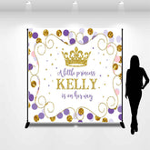 Lofaris Princess Gold Crown Purple Dots Baby Shower Backdrop